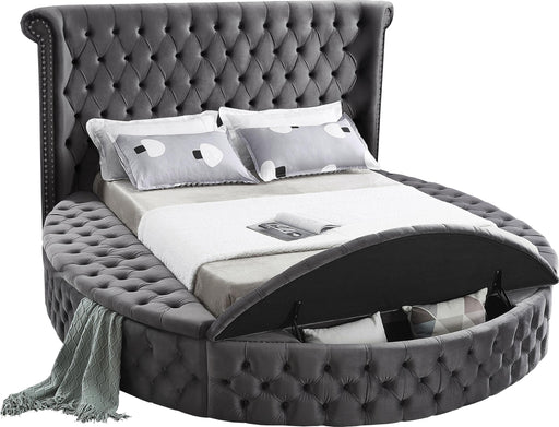 Luxus Grey Velvet Full Bed (3 Boxes) - Royal Furniture & Gifts (MI) - Multi Location