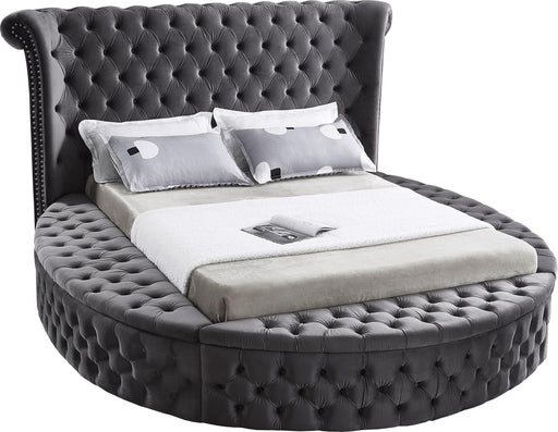 Luxus Grey Velvet Queen Bed (3 Boxes) - Royal Furniture & Gifts (MI) - Multi Location