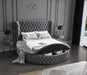 Luxus Grey Velvet Queen Bed (3 Boxes) - Royal Furniture & Gifts (MI) - Multi Location
