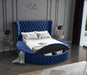 Luxus Navy Velvet Queen Bed (3 Boxes) - Royal Furniture & Gifts (MI) - Multi Location