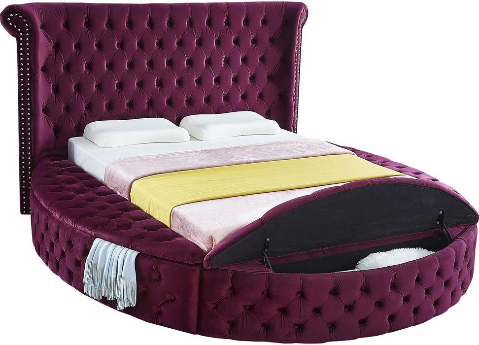Luxus Purple Velvet King Bed - Royal Furniture & Gifts (MI) - Multi Location