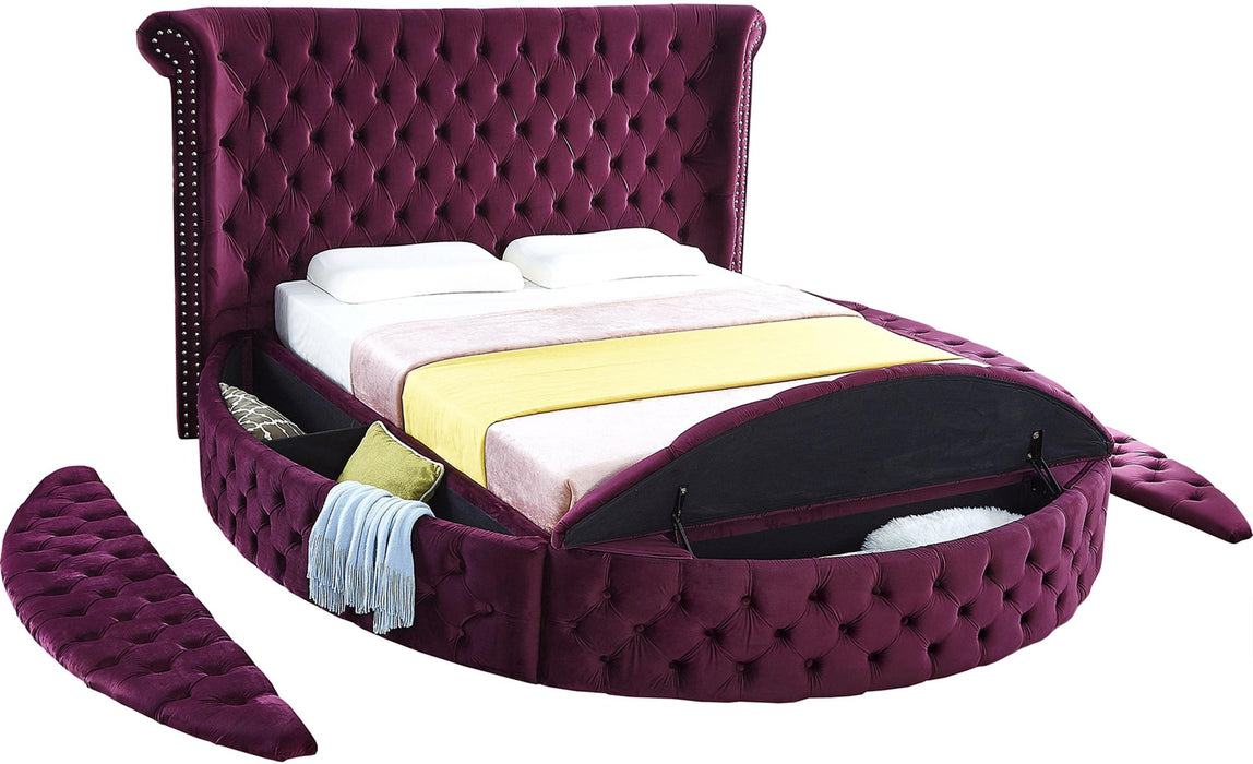 Luxus Purple Velvet King Bed - Royal Furniture & Gifts (MI) - Multi Location