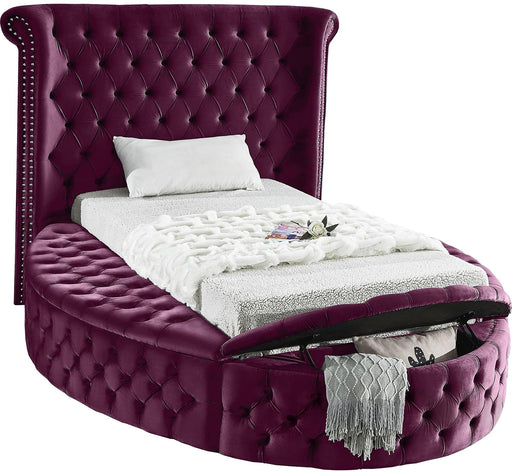 Luxus Purple Velvet Twin Bed - Royal Furniture & Gifts (MI) - Multi Location