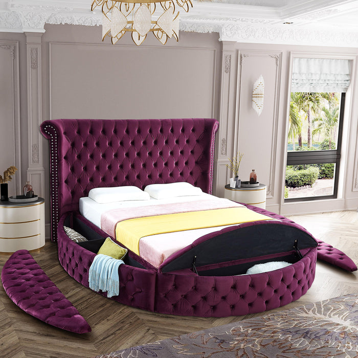 Luxus Purple Velvet King Bed - Royal Furniture & Gifts (MI) - Multi Location