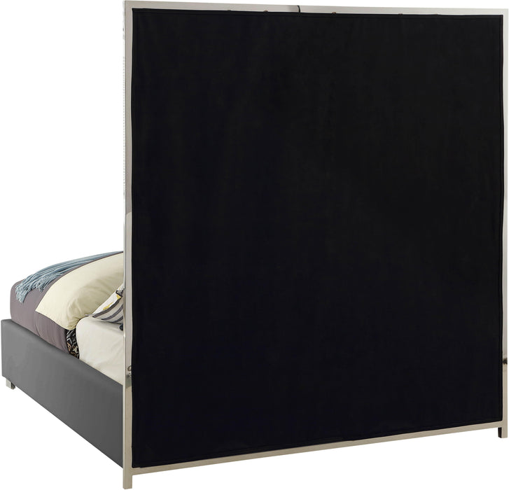 Milan Grey Faux Leather Queen Bed - Royal Furniture & Gifts (MI) - Multi Location