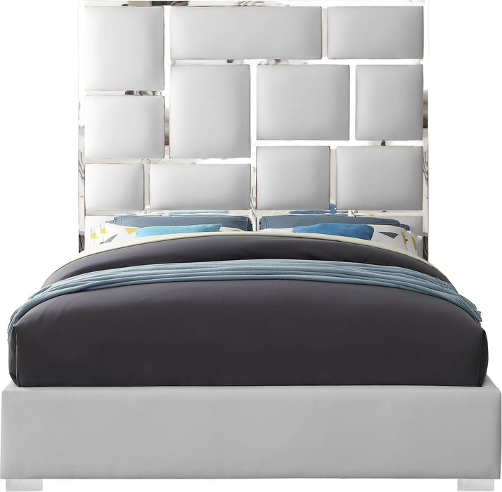 Milan White Faux Leather Queen Bed - Royal Furniture & Gifts (MI) - Multi Location