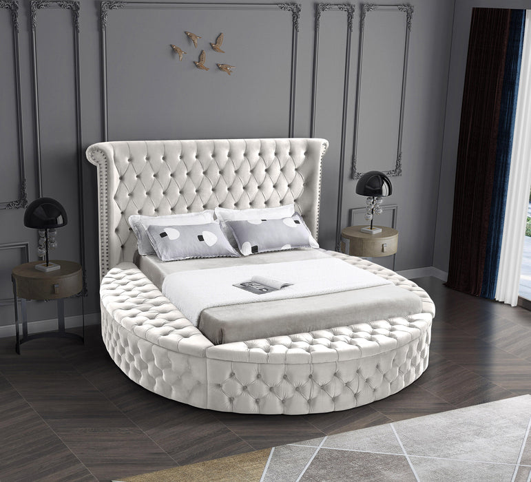 Luxus Cream Velvet King Bed (3 Boxes) - Royal Furniture & Gifts (MI) - Multi Location