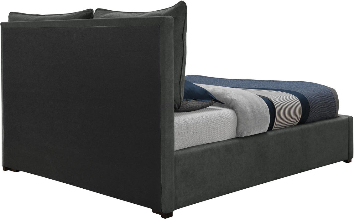 Misha Pepper Black Polyester Fabric King Bed (3 Boxes) - Royal Furniture & Gifts (MI) - Multi Location