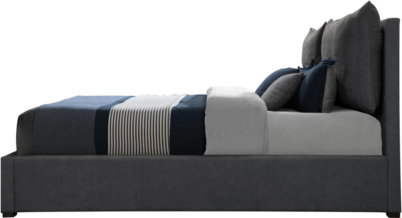 Misha Pepper Black Polyester Fabric King Bed (3 Boxes) - Royal Furniture & Gifts (MI) - Multi Location