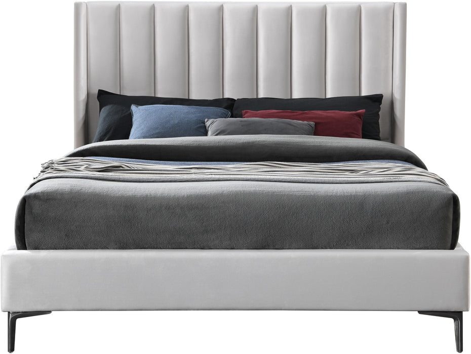 Nadia Cream Velvet Queen Bed - Royal Furniture & Gifts (MI) - Multi Location