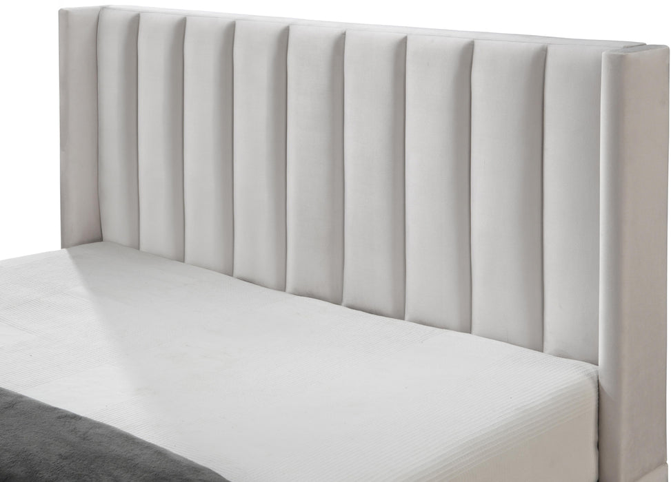 Nadia Cream Velvet Queen Bed - Royal Furniture & Gifts (MI) - Multi Location