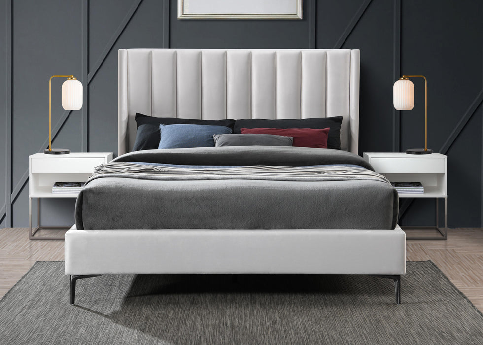Nadia Cream Velvet Queen Bed - Royal Furniture & Gifts (MI) - Multi Location