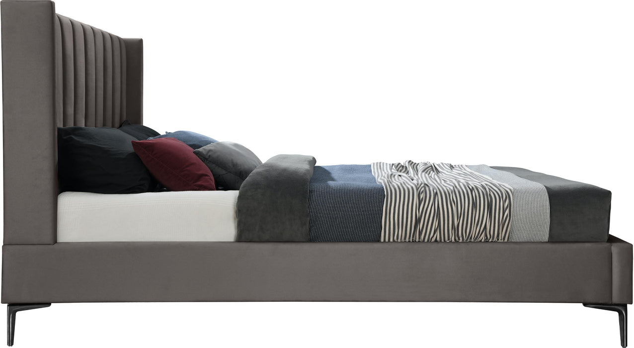 Nadia Grey Velvet King Bed - Royal Furniture & Gifts (MI) - Multi Location