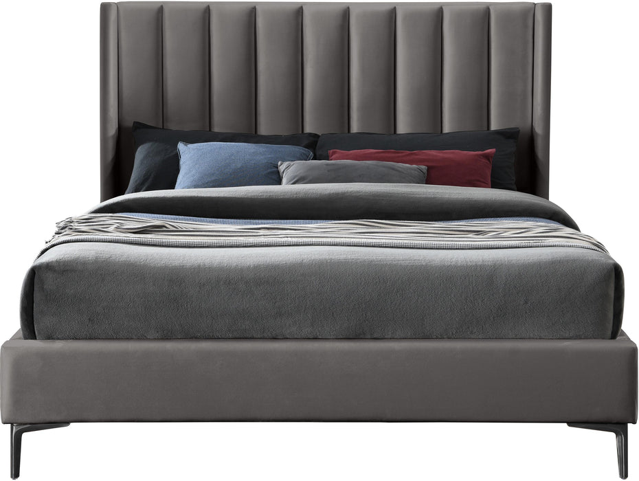 Nadia Grey Velvet Queen Bed - Royal Furniture & Gifts (MI) - Multi Location