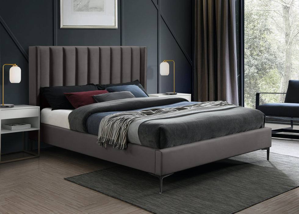 Nadia Grey Velvet Queen Bed - Royal Furniture & Gifts (MI) - Multi Location