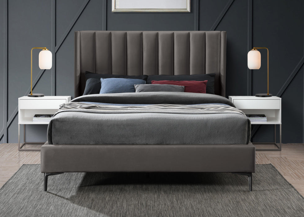 Nadia Grey Velvet King Bed - Royal Furniture & Gifts (MI) - Multi Location