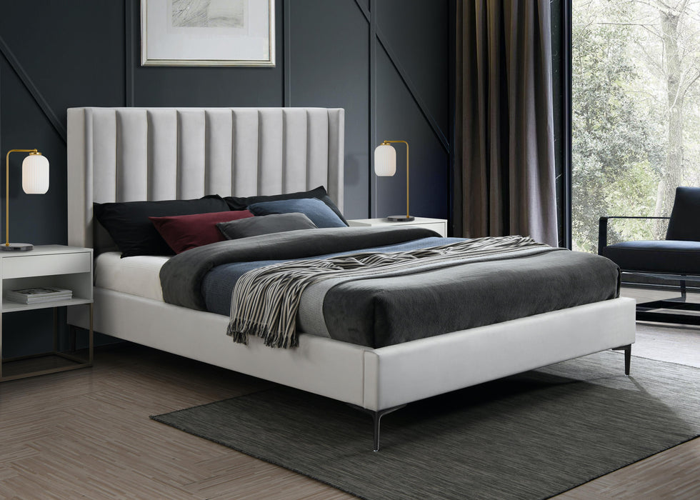 Nadia Cream Velvet Queen Bed - Royal Furniture & Gifts (MI) - Multi Location