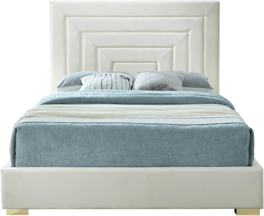 Nora Cream Velvet Queen Bed - Royal Furniture & Gifts (MI) - Multi Location