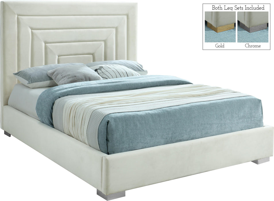 Nora Cream Velvet Queen Bed - Royal Furniture & Gifts (MI) - Multi Location