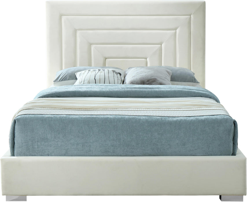 Nora Cream Velvet Queen Bed - Royal Furniture & Gifts (MI) - Multi Location