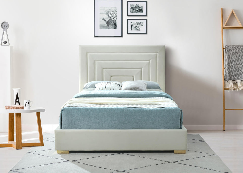 Nora Cream Velvet Queen Bed - Royal Furniture & Gifts (MI) - Multi Location