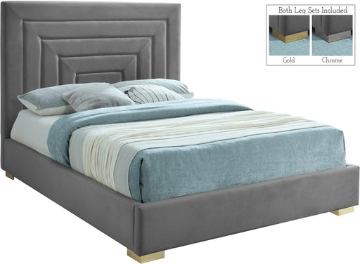 Nora Grey Velvet Queen Bed - Royal Furniture & Gifts (MI) - Multi Location