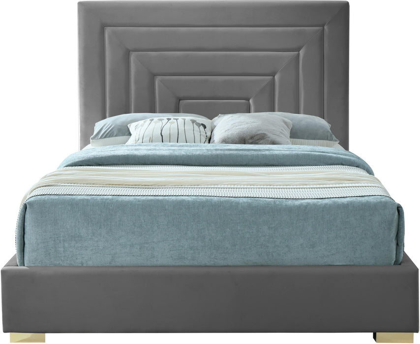 Nora Grey Velvet King Bed - Royal Furniture & Gifts (MI) - Multi Location