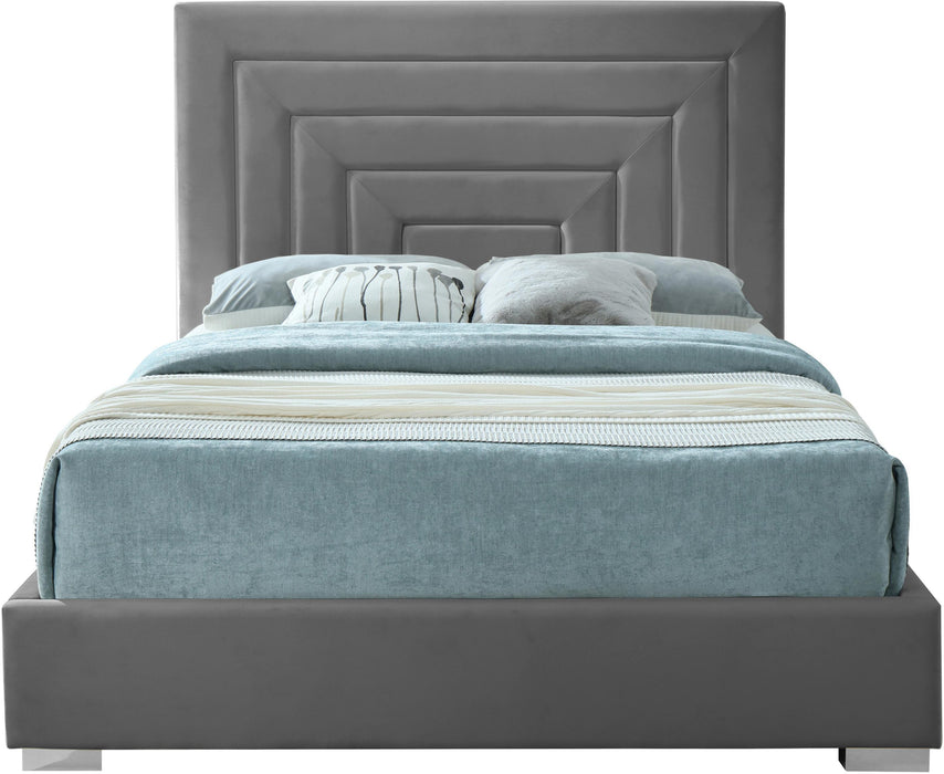 Nora Grey Velvet King Bed - Royal Furniture & Gifts (MI) - Multi Location