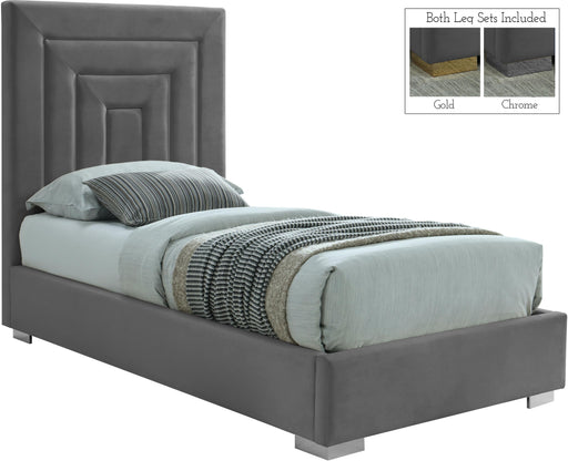 Nora Grey Velvet Twin Bed - Royal Furniture & Gifts (MI) - Multi Location