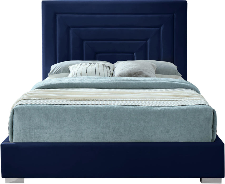 Nora Navy Velvet King Bed - Royal Furniture & Gifts (MI) - Multi Location