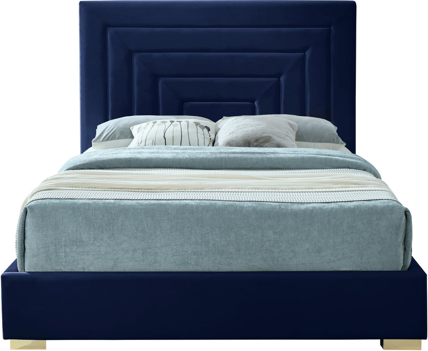 Nora Navy Velvet King Bed - Royal Furniture & Gifts (MI) - Multi Location