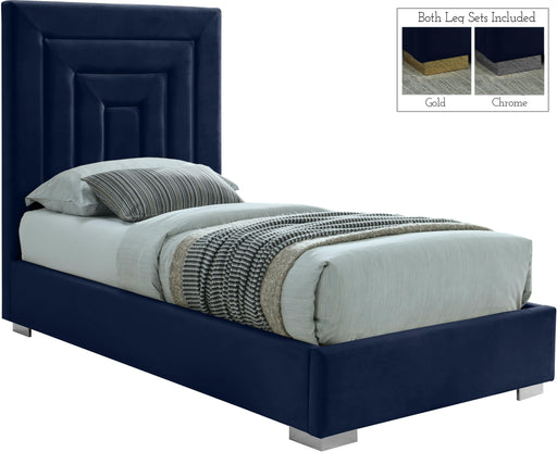 Nora Navy Velvet Twin Bed - Royal Furniture & Gifts (MI) - Multi Location