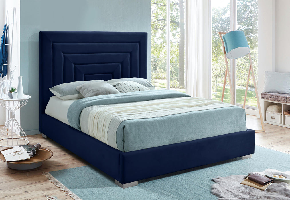 Nora Navy Velvet King Bed - Royal Furniture & Gifts (MI) - Multi Location