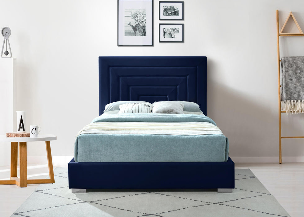 Nora Navy Velvet King Bed - Royal Furniture & Gifts (MI) - Multi Location