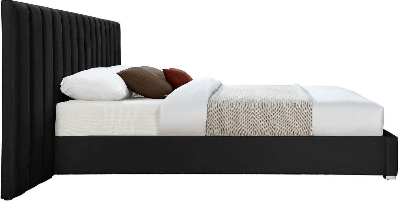 Pablo Black Velvet Queen Bed - Royal Furniture & Gifts (MI) - Multi Location