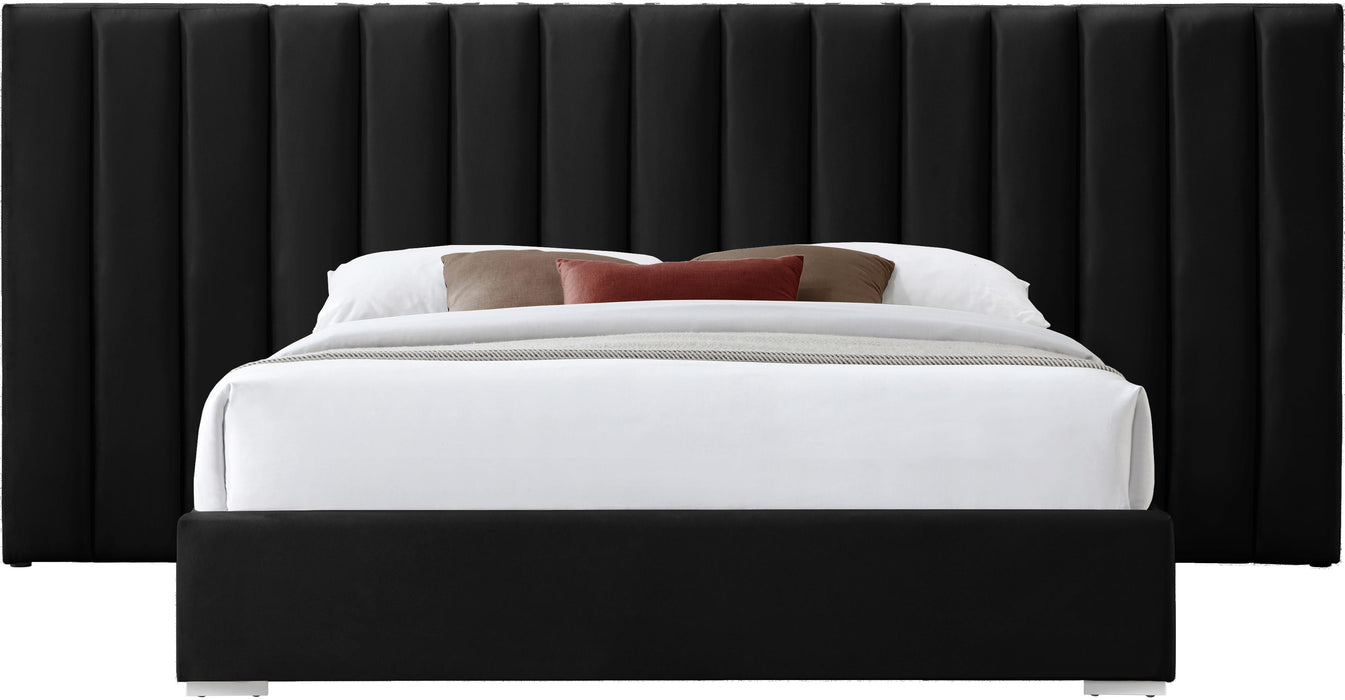 Pablo Black Velvet Queen Bed - Royal Furniture & Gifts (MI) - Multi Location