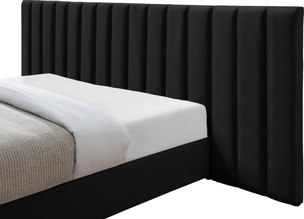 Pablo Black Velvet Queen Bed - Royal Furniture & Gifts (MI) - Multi Location