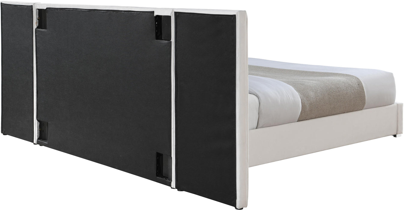 Pablo Cream Velvet Queen Bed - Royal Furniture & Gifts (MI) - Multi Location