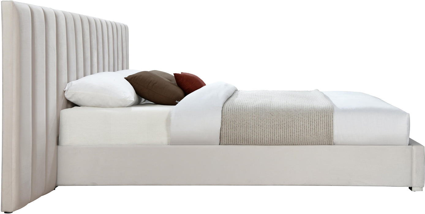 Pablo Cream Velvet Queen Bed - Royal Furniture & Gifts (MI) - Multi Location