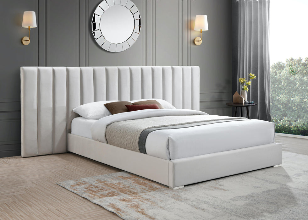 Pablo Cream Velvet Queen Bed - Royal Furniture & Gifts (MI) - Multi Location
