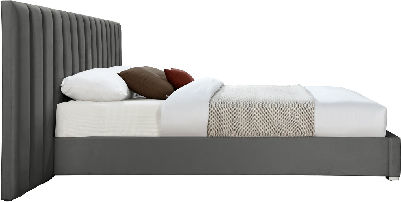 Pablo Grey Velvet Queen Bed - Royal Furniture & Gifts (MI) - Multi Location