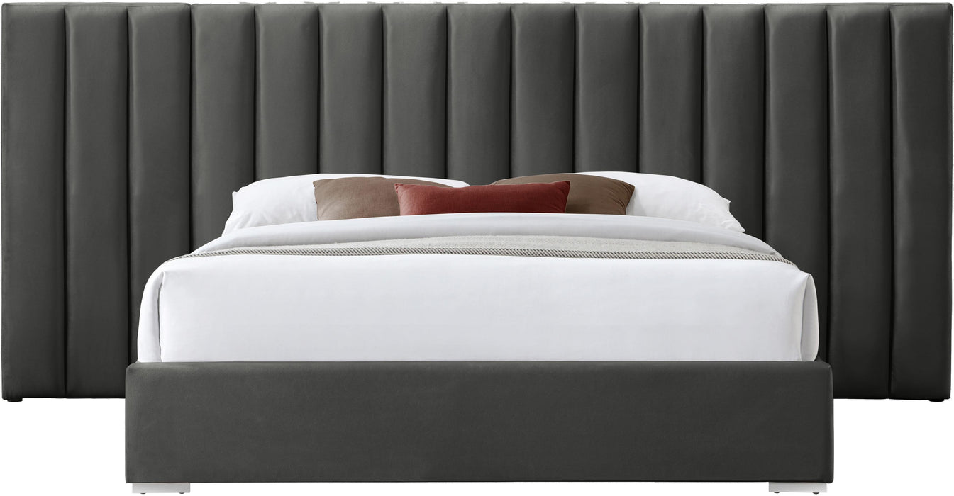 Pablo Grey Velvet Queen Bed - Royal Furniture & Gifts (MI) - Multi Location