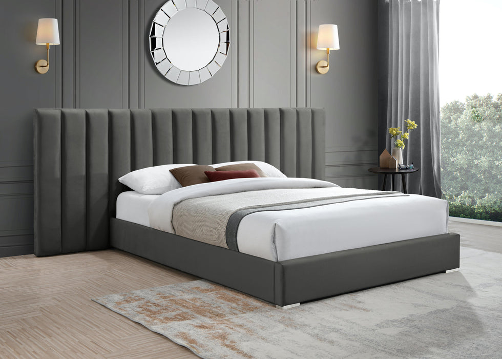 Pablo Grey Velvet Queen Bed - Royal Furniture & Gifts (MI) - Multi Location
