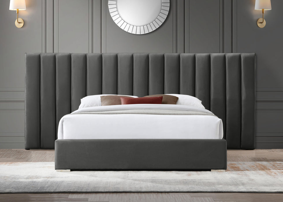 Pablo Grey Velvet Queen Bed - Royal Furniture & Gifts (MI) - Multi Location
