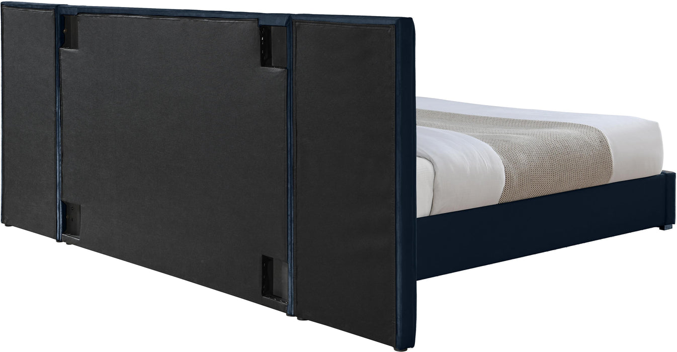 Pablo Navy Velvet Queen Bed - Royal Furniture & Gifts (MI) - Multi Location