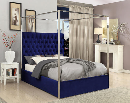 Porter Navy Velvet King Bed - Royal Furniture & Gifts (MI) - Multi Location