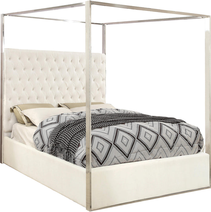 Porter White Velvet Queen Bed - Royal Furniture & Gifts (MI) - Multi Location