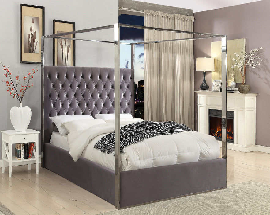Porter Grey Velvet Queen Bed - Royal Furniture & Gifts (MI) - Multi Location