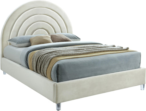 Rainbow Cream Velvet Queen Bed - Royal Furniture & Gifts (MI) - Multi Location