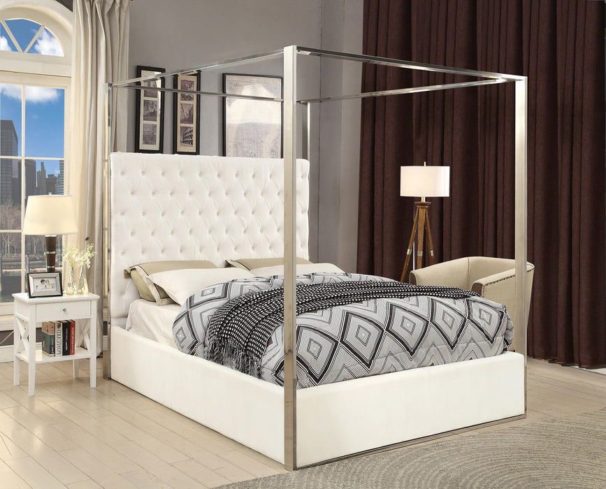 Porter White Velvet Queen Bed - Royal Furniture & Gifts (MI) - Multi Location